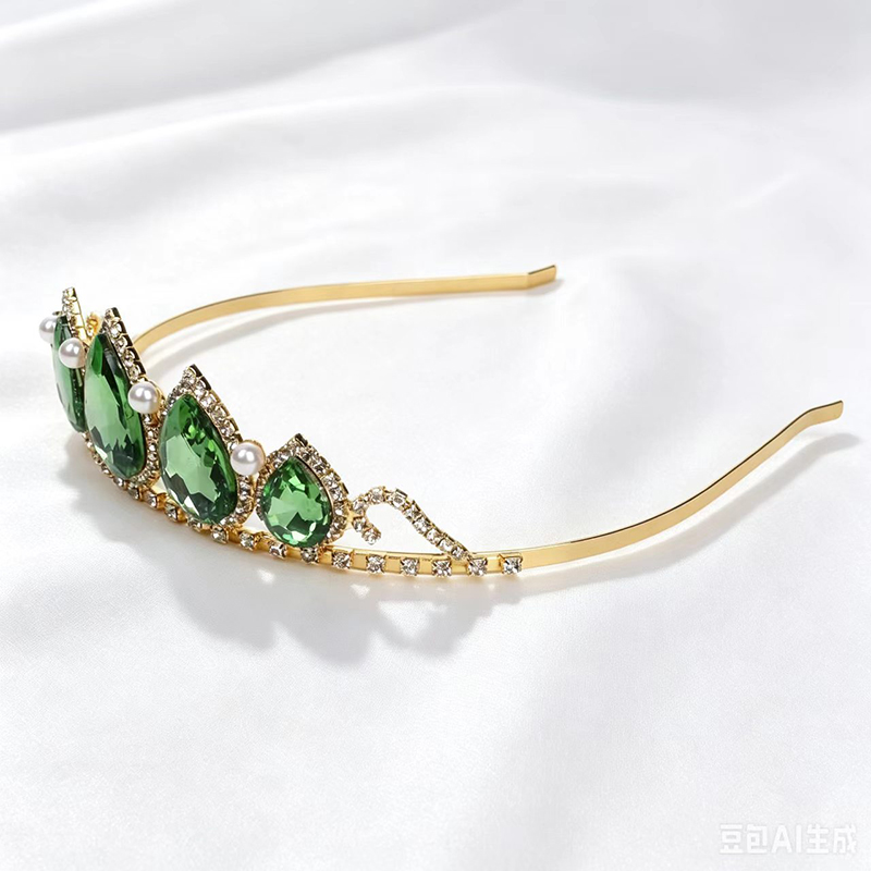 Women'S Wedding Accessories - Coroa de Cristal Verde com Gotas